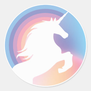 80's Retro Pastel Unicorn en Rainbow Redux 2022 Ronde Sticker
