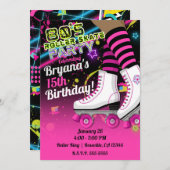 80's Retro Roller Skating Schaats Dark Skin Party Kaart (Voorkant / Achterkant)