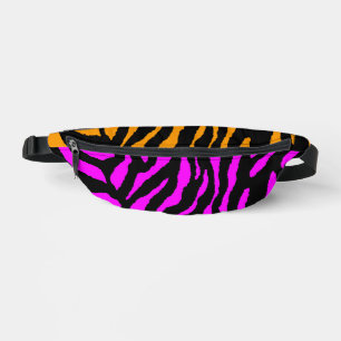 80s RETRO ROSE ORANGE TIGER STRIPES FANNY PACK
