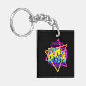 80's Retro Sunset Sleutelhanger (Voorkant Links)