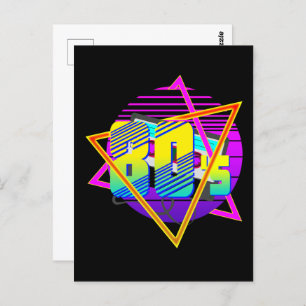80's Retro  Sunset T-Shirt Briefkaart