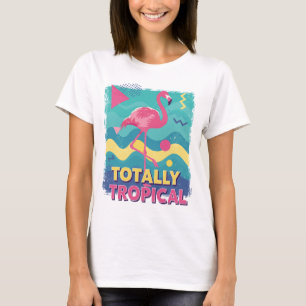 80s Retro Tropische Flamingo T-shirt