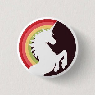 80's Retro Unicorn en Rainbow-Button Ronde Button 3,2 Cm