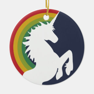 80's Retro Unicorn en Rainbow Ornament