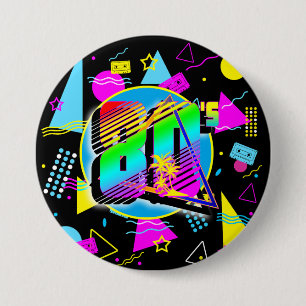 80'S RETRO VINTAGE OLD SCHOOL STIJL RONDE BUTTON 7,6 CM