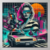 80s Retrowave Girl Poster (Voorkant)