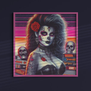 80s Retrowave Gothic Meisje Poster