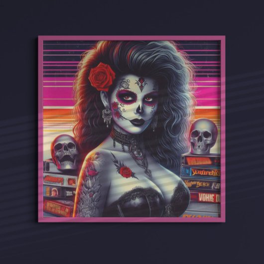 80s Retrowave Gothic Meisje Poster
