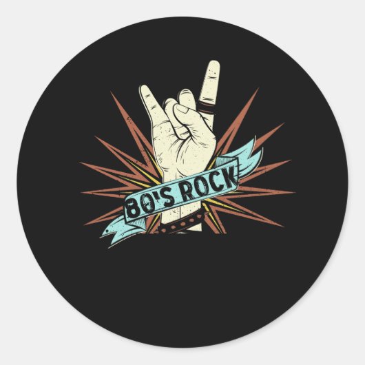 80s Rock Band 80's rock-'n-roll muziekliefhebber R Ronde Sticker (Voorkant)