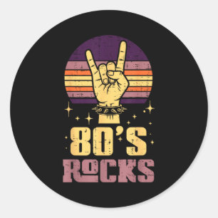 80s Rock Rocker Hand Vintage Punk Metal Music Mann Ronde Sticker