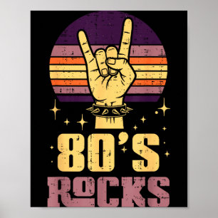 80s Rock Rocker Hand Vintage Punk Metal Muziek Man Poster