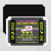 80s Rollerskate Ticket Style Party Invitations (Devant / Derrière)