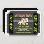 80s Rollerskate Ticket Style Party-uitnodigingen Kaart (Voorkant / Achterkant)
