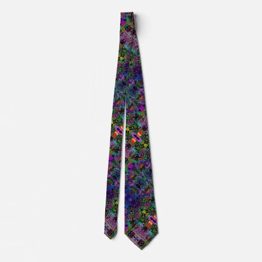 80's Running Man Psychedelic Silk Foulard Stropdas (Achterkant)