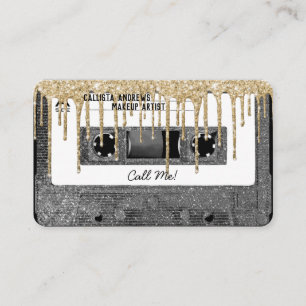 80's Silver Glitter Drip Cassettebandje Mixtape Visitekaartje