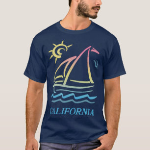 80s stijl Californië esthetische zeilboot Fa T-shirt