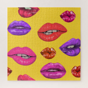 80's stijl: kleurrijk lippenpatroon. legpuzzel