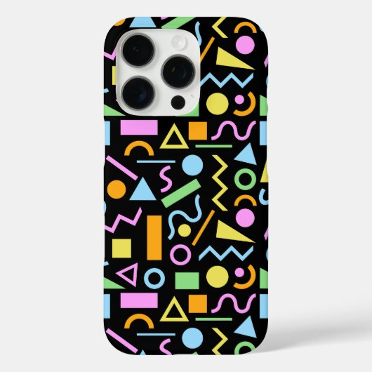 80s Stijl Vorm Patroon Kleur op Zwart Case-Mate iPhone Case (Achterkant)