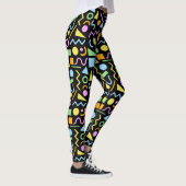 80s Stijl Vorm Patroon Kleur op Zwart Leggings (Rechts)