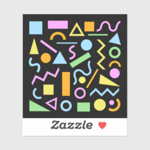 80s Stijl Vorm Patroon Kleur op Zwart Sticker