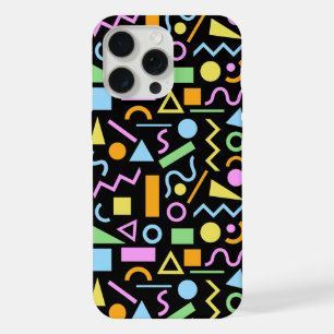 80s stijl vormpatroon kleur op zwart iPhone 15 pro max hoesje