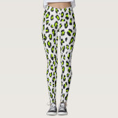 80s StijlNeon Green Leopard Print Leggings (Voorkant)