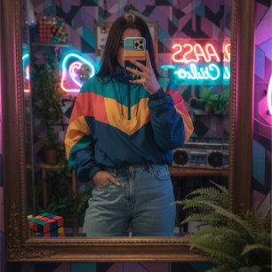 80s  Stripe eenvoudig monogram initiaal aangepast iPhone 16 Pro Max Hoesje