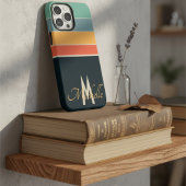 80s Stripe eenvoudig monogram initiaal aangepast Case-Mate iPhone Case