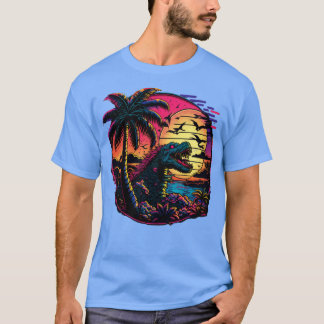 80s synthwave dinosaurus t-shirt