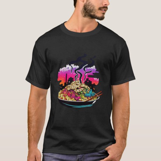 80s Synthwave Fried Rice with a Retro Aesthetic T-shirt (Voorkant)