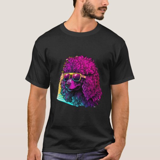 80s Synthwave met Poodle Retrowave T-shirt (Voorkant)