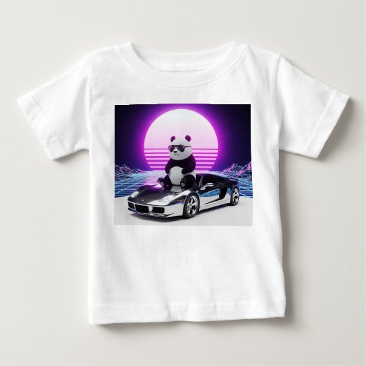 80s Synthwave Panda op Chrome Auto (Voorkant)