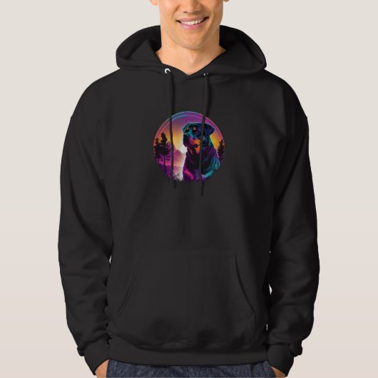 80s Synthwave with Rottweiler Vibe Hoodie (Voorkant)
