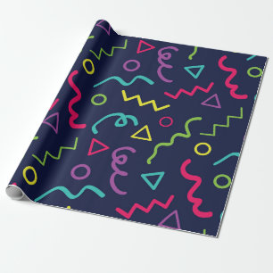 80s tachtiger jaren retro feest neon Memphis patro Cadeaupapier