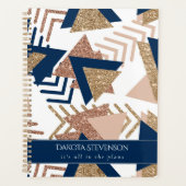 80s Trendy Abstract | Navy en Roos Gold Custom Planner (Voorkant)