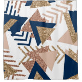 80s Trendy Abstract | Navy en Roos Gold Pattern Douchegordijn (Voorkant)