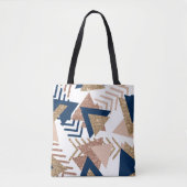 80s Trendy Abstract | Navy en Roos Gold Pattern Draagtas (Voorkant)