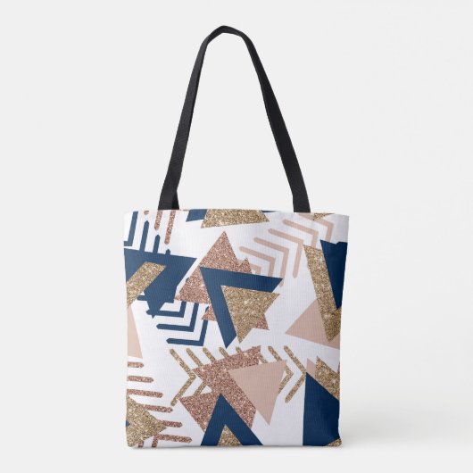 80s Trendy Abstract | Navy en Roos Gold Pattern Draagtas (Achterkant)