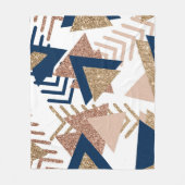 80s Trendy Abstract | Navy en Roos Gold Pattern Fleece Deken (Voorkant)