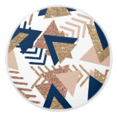80s Trendy Abstract | Navy en Roos Gold Pattern Keramische Knop (Voorkant)