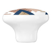 80s Trendy Abstract | Navy en Roos Gold Pattern Keramische Knop (Zijkant)