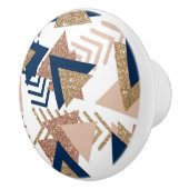 80s Trendy Abstract | Navy en Roos Gold Pattern Keramische Knop (Rechts)