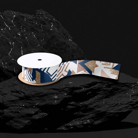 80s Trendy Abstract | Navy en Roos Gold Pattern Lint