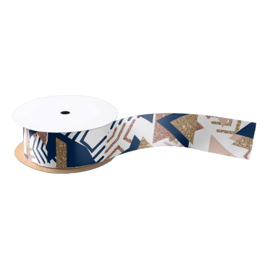80s Trendy Abstract | Navy en Roos Gold Pattern Lint (Spoel)