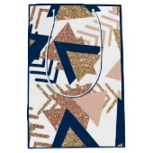 80s Trendy Abstract | Navy en Roos Gold Pattern Medium Cadeauzakje (Voorkant)