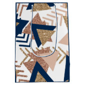 80s Trendy Abstract | Navy en Roos Gold Pattern Medium Cadeauzakje (Achterkant)