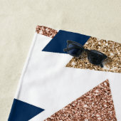 80s Trendy Abstract | Navy en Roos Gold Pattern Strandlaken (In situ)