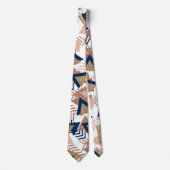 80s Trendy Abstract | Navy en Roos Gold Pattern Stropdas (Voorkant)
