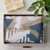 80s Trendy Abstract | Navy en Roos Gold Pattern Tissuepapier (Geschenk)