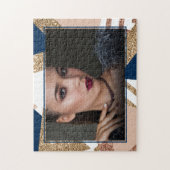 80s Trendy Abstract | Navy Roos Gold Afstudeerder Legpuzzel (Verticaal)